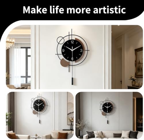 Wall Clock with Pendulum Large Silent Battery Clock - Image 4