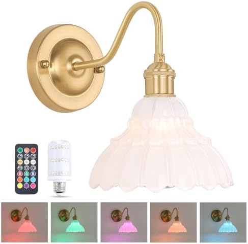 Shenmoyl Battery Operated Wall Sconce, Vintage Rechargeable Wall Lights by Shenmoyl
