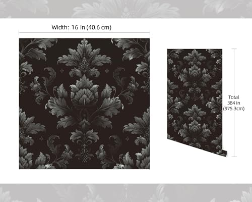 FLFK Dark Floral Wallpaper Peel and Stick 16" x 384" - Image 2