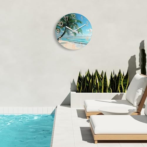 XFM Large Blue Beach Wall Clock 20 Inch Coastal Theme - Image 3