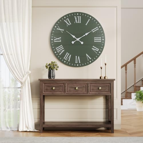Large Wall Clock with Roman Numeral, 28” Shiplap Farmhouse Clock - Image 3