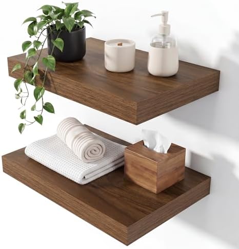 Heimlove Floating Shelves 15.7" W x 10.3" D Walnut Set of 2 by Heimlove