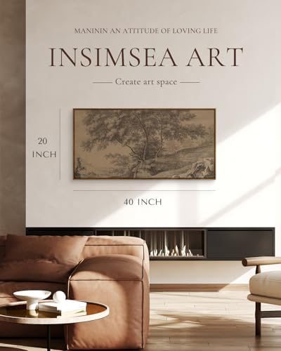 InSimSea Extra Large Framed Vintage Wall Art, Woodland Landscape - Image 3