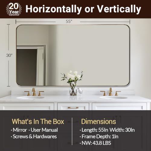 ANDY STAR 30x55 Inch Brushed Champagne Bronze Rectangular Bathroom Mirror - Image 2