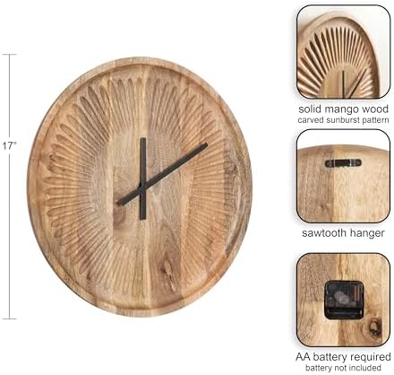 Kate and Laurel Grear Modern Numberless Round Wall Clock, 17 Inch Diameter - Image 2