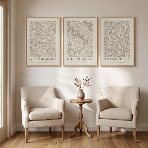 Large Framed Neutral William Morris Boho Wall Art - Image 4