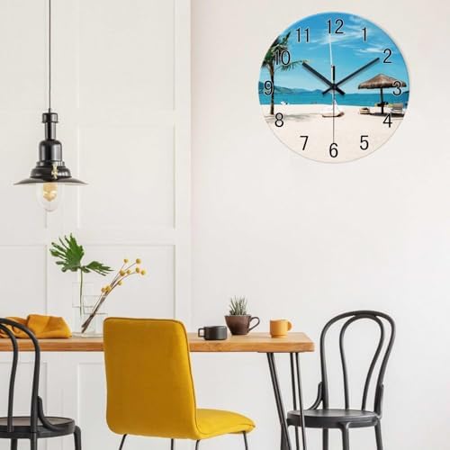 XFM Blue Beach Wall Clock 12 Inch Silent Non-Ticking - Image 2