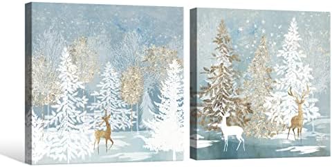 SEVEN WALL ARTS Christmas Wall Art Moose Deer Picture Wall Decor Natural Elk - Image 2