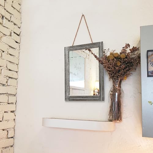 AAZZKANG Mirrors for Wall Rustic Wooden Framed Rectangular 16"x12" - Image 5