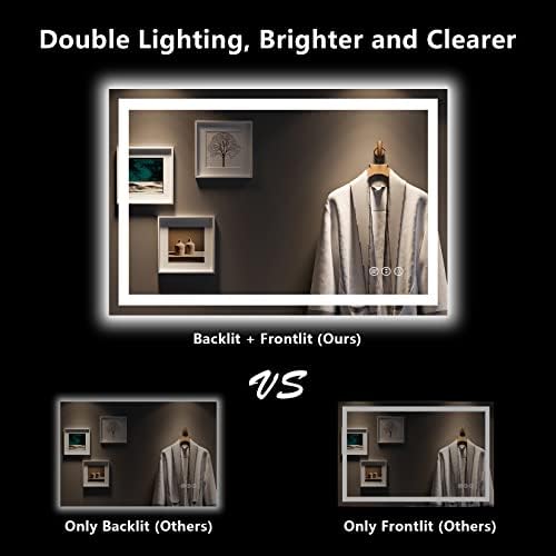 48x32 LED Bathroom Mirror with Lights, Lighted Vanity Mirror - Image 3