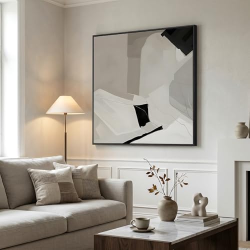 Extra Large Framed Black White Abstract Wall Art - Image 4