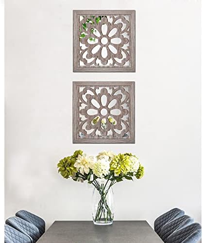 Yudarte 2pcs Set Square Mandala Cutout Wall Mirror Decor - Image 6