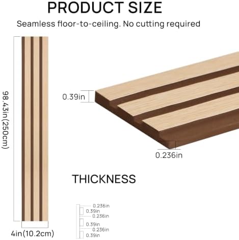 Peel and Stick 4 Roll Oak Slat 3D Wall Panel 4"x 98" - Image 2