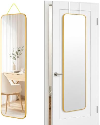 SCWF-GZ 47x14 Full Length Mirror Over the Door, Wall Mounted/Rope Hang Gold by SCWF-GZ