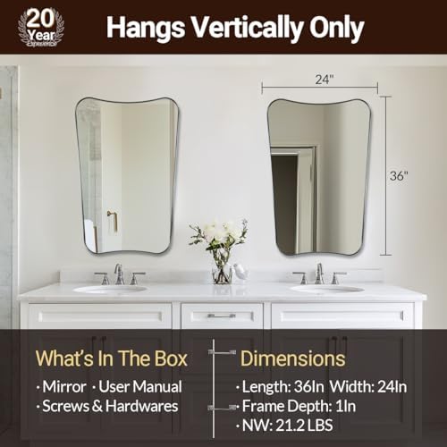 ANDY STAR Chrome Bathroom Mirror 24x36, Bathroom Mirror - Image 2
