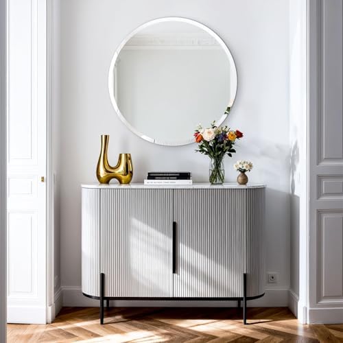 Frameless Round Wall Mirror: Modern Glass Mirror 27.6x27.6 inch - Image 4