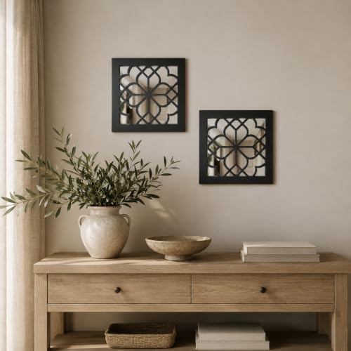 Set of 2 Boho Square Wall Mirrors - Image 4