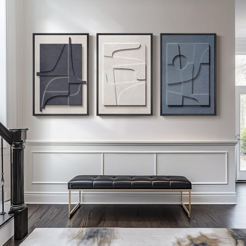 Large Framed Blue Abstract Wall Art - Image 4