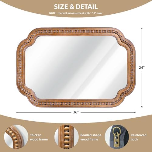 24x36 Inch Farmhouse Beaded Wall Mirror - Image 2
