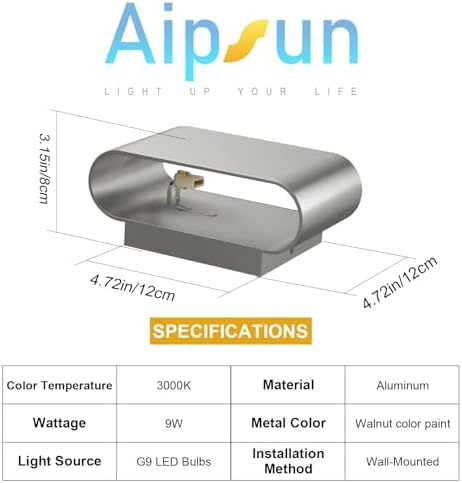 Aipsun Nickel Modern LED Wall Sconces 4 Packs Indoor Wall Lights Hardwired Up - Image 6