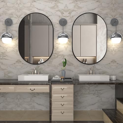 Oval Bathroom Mirror Capsule Wall Vanity Mirror, Large Modern Mirror - Image 4