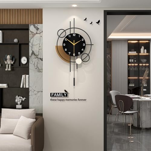 Large Wall Clock Decorative Pendulum Wall Clock Battery Operated - Image 2