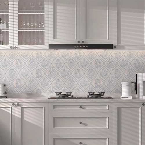 Kitico Peel and Stick Wallpaper Vintage Boho Wallpaper Blue and Beige Contact - Image 5