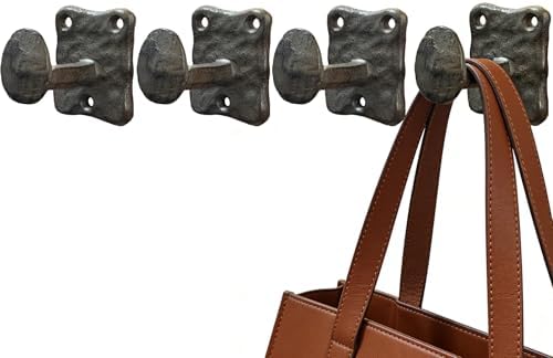 4Pcs Rustic Cast Iron Railroad Spike Wall Hook, Heavy Duty Farmhouse Style by KOXHERO