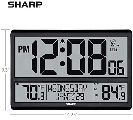 Sharp Atomic Clock with 4-Inch Display, Outdoor Sensor, Battery Powered - Image 4