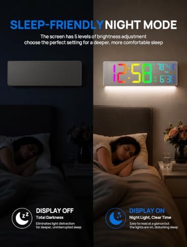 RGB Large Digital Wall Clock, 15.7" Digital Clock Large Display - Image 6