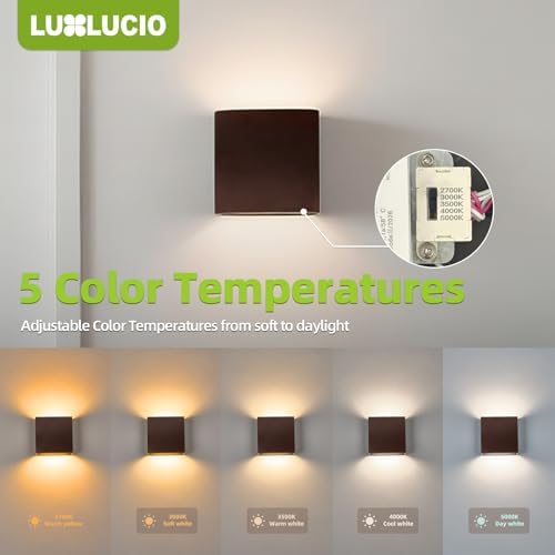 Indoor Outdoor Brown Up and Down Wall Sconce, 5%-100% Dimmable 18W, 5 Color - Image 4