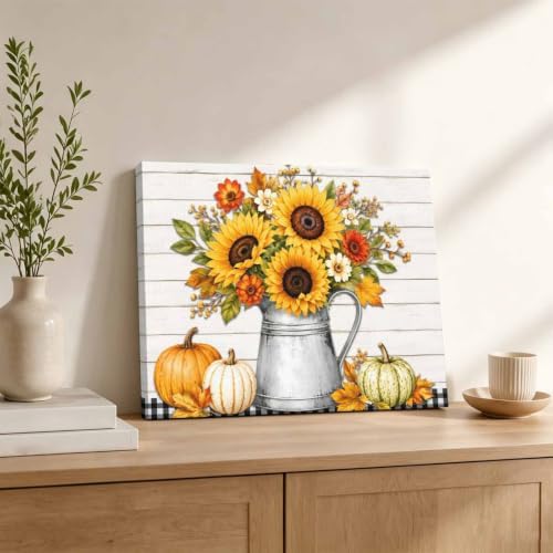 Thanksgiving Sunflower Canvas Wall Art, Made in USA, Fall Flower Pumpkin Maple - Image 2