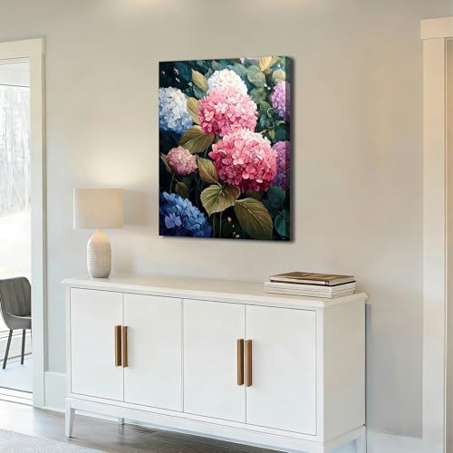 ZERILYN Ship Next Day Floral Canvas Prints Hydrangea Flower Wall Art Pink Blue - Image 3