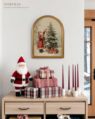 VIYYIEA Gold Framed Wall Art, Santa Claus and Tree - Image 2
