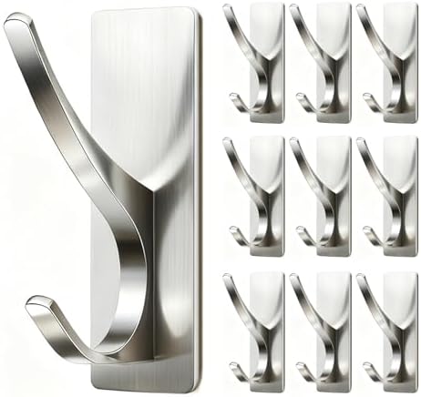 pickpiff 10 Pcs Brush Nickel Self-Adhesive Hook, 13LB Hanger by pickpiff