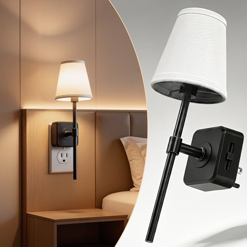 L LOHAS LED Night Light, Premium Fabric Linen Shade Plug in Night Light by LLOHASLED