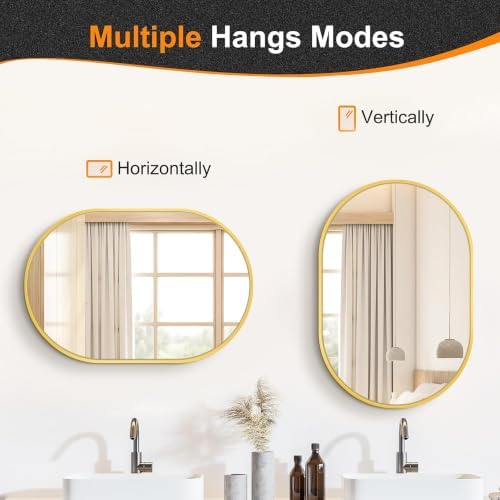 Delma 28x20 Gold Oval Bathroom Mirror - Image 5