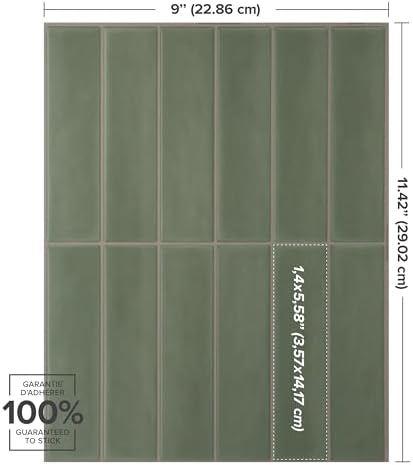 Smart Tiles Peel and Stick backsplash, Stacked Olive Green - Image 3