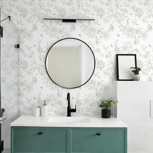 Froluya Green and White Peel and Stick Floral Wallpaper 17.7in×196.8in - Image 6