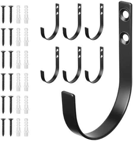 6 Pack Wall Hooks for Hanging, Heavy Duty Metal j Hooks Wall Mounted, No Rust by Yinsiskyer