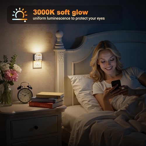 JandCase LED Night Light, Bubble Night Lights Plug into Wall Auto, 3 Color - Image 5