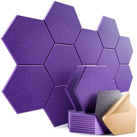 12 Pack Self-Adhesive Acoustic Panels 12" X 10" X 0.4" by Dailycooper
