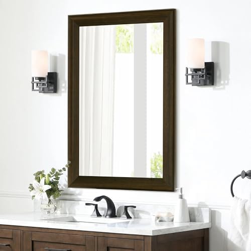 Rustic Wood Wall Mirror for Bathroom, Rectangle 24 x 36 Inch - Image 2