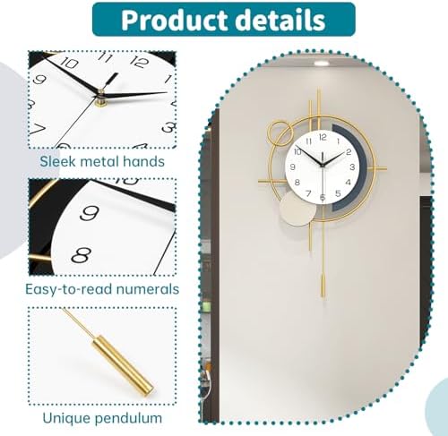 Wall Clock Decorative Pendulum Modern Wall Clock Battery Operated - Image 5