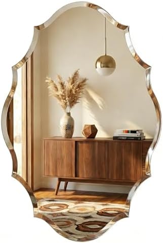 24x36 Inch Scalloped Oval Frameless Beveled Wall Mirror by Pocetry