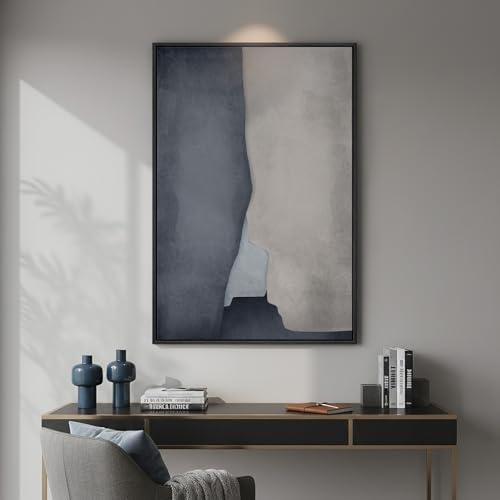 Large Framed Blue Gray Modern Abstract Wall Art, 1 Piece 24x36 In - Image 5