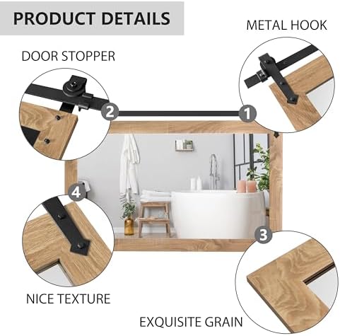 Farmhouse Mirror 42”x28” Bathroom Mirror - Image 4