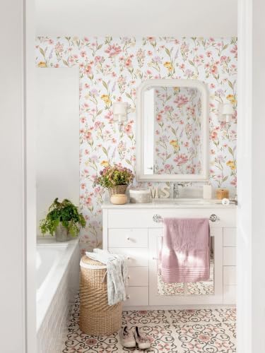 Ismoon Pink and White Floral Peel and Stick Wallpaper - Image 5