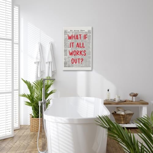Red Retro Newspaper Wall Art Trendy Inspirational Quote Poster What If It All - Image 3