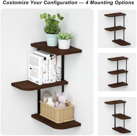 Love-KANKEI Corner Wall Shelf 3 Tier, Solid Wood - Image 6